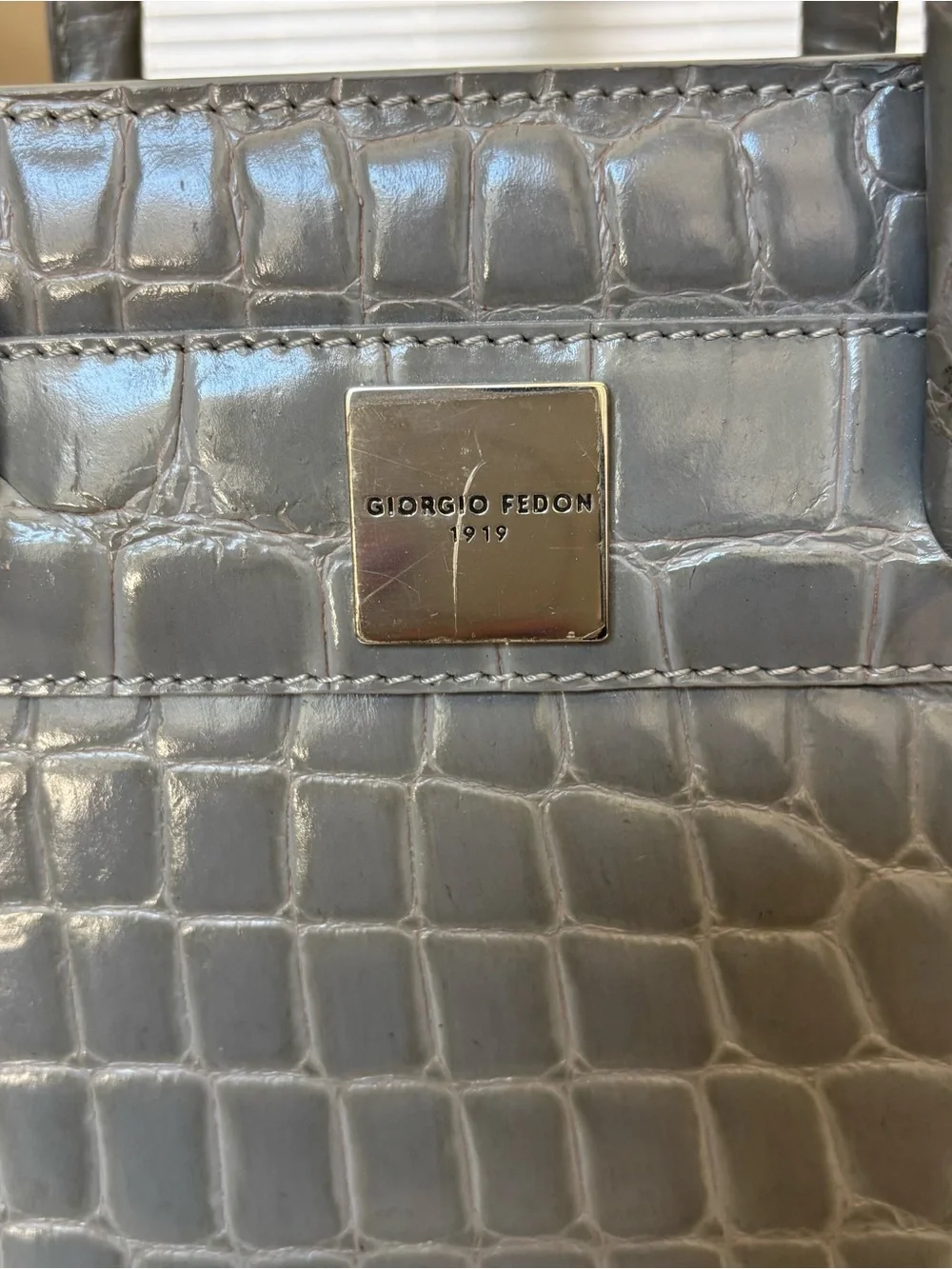Giorgio Fedon 1919 Gray Croc-Embossed Business Large Satchel/Tote Bag